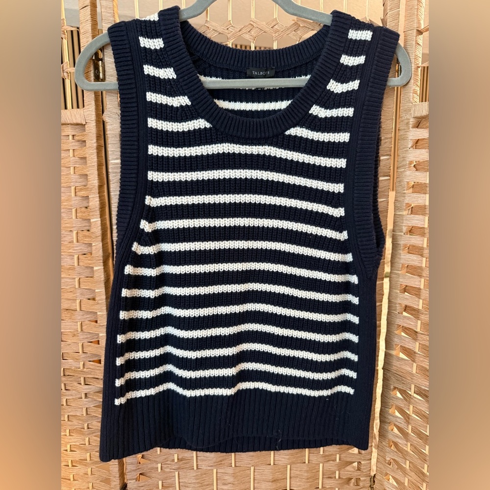 Talbots Classic Navy and White Sweater
